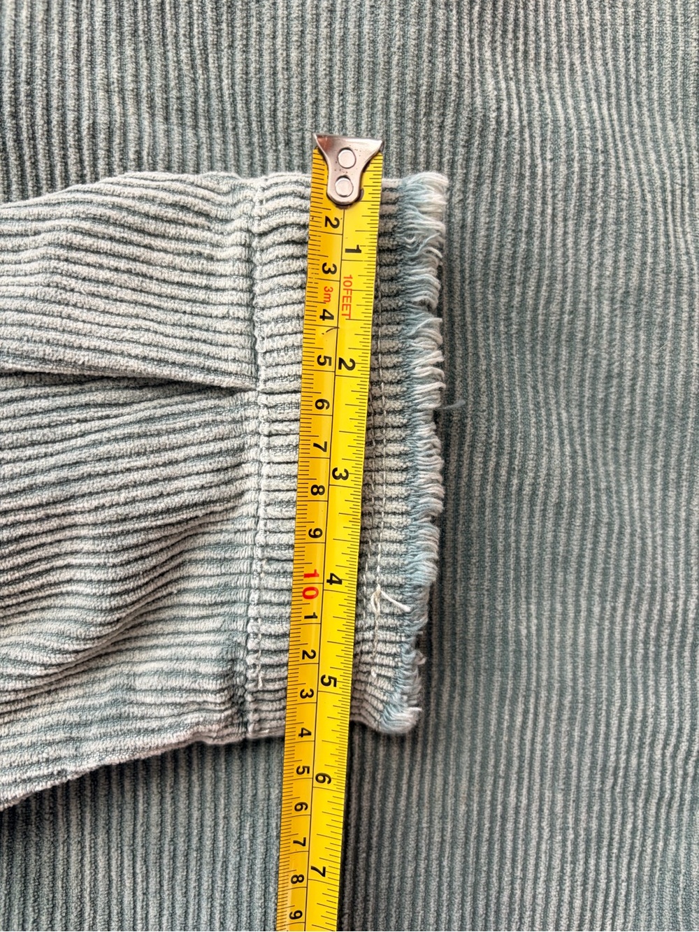 POL Sage Green Colorblock Corduroy Cropped Shacket Raw Hem M Boho Jacket - Picture 11 of 11